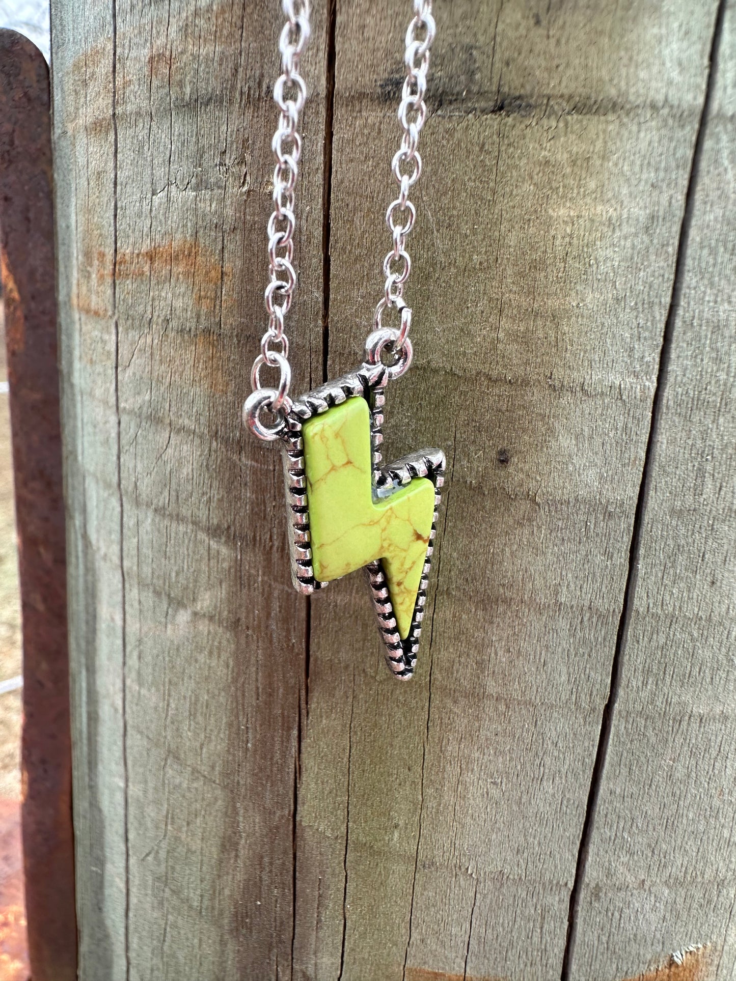 Green Lighting Bolt Necklace