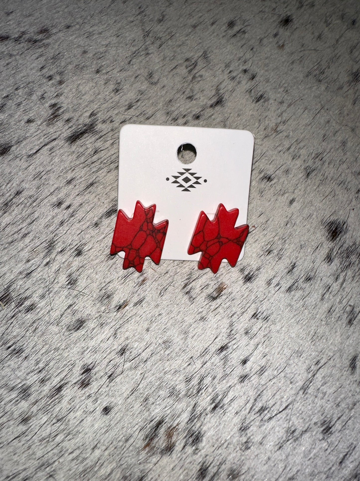 Red Aztec Stud Earrings