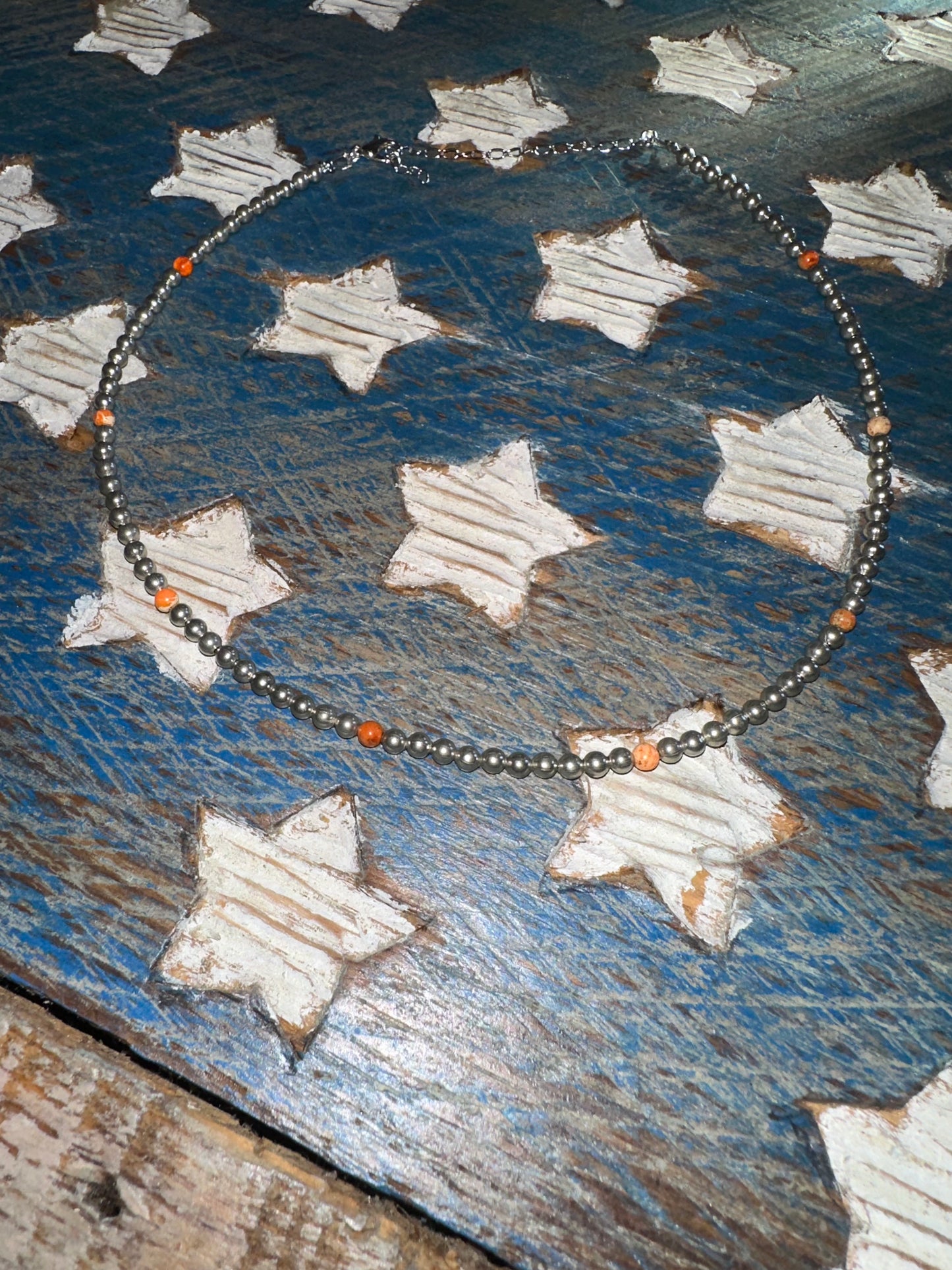 4 mm Silver plated and Orange Choker