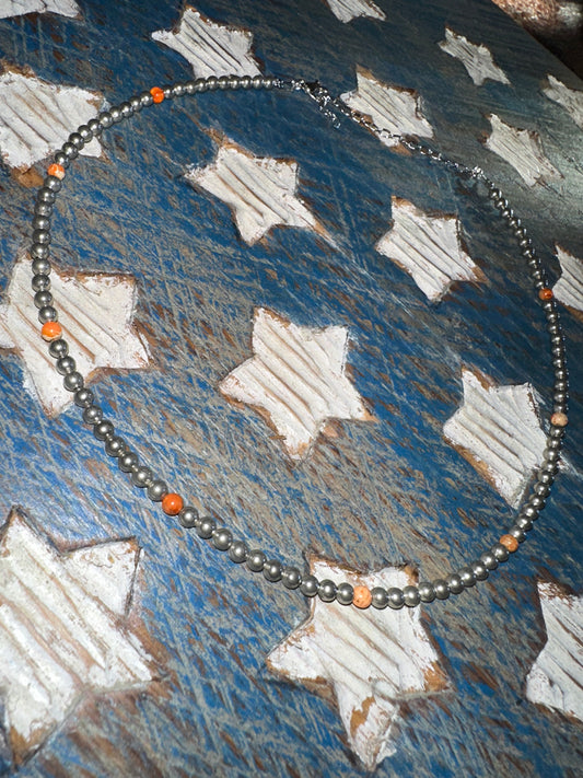 4 mm Silver plated and Orange Choker