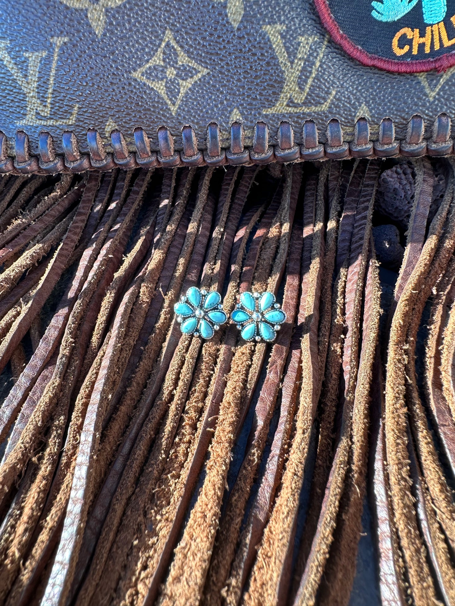 Western Mini Flower Stud Earrings Turquoise